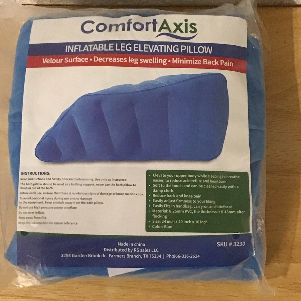Blue Inflatable Leg Elevating Pillow